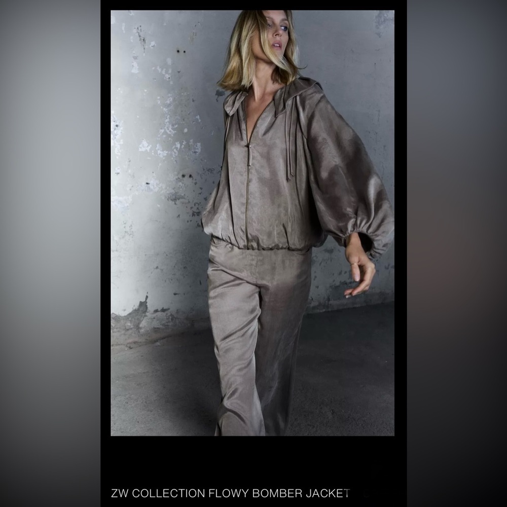 Zara ZW Collection Bomber Jacket | Light Gray | M | Gorgeous | NWT - Picture 6 of 11